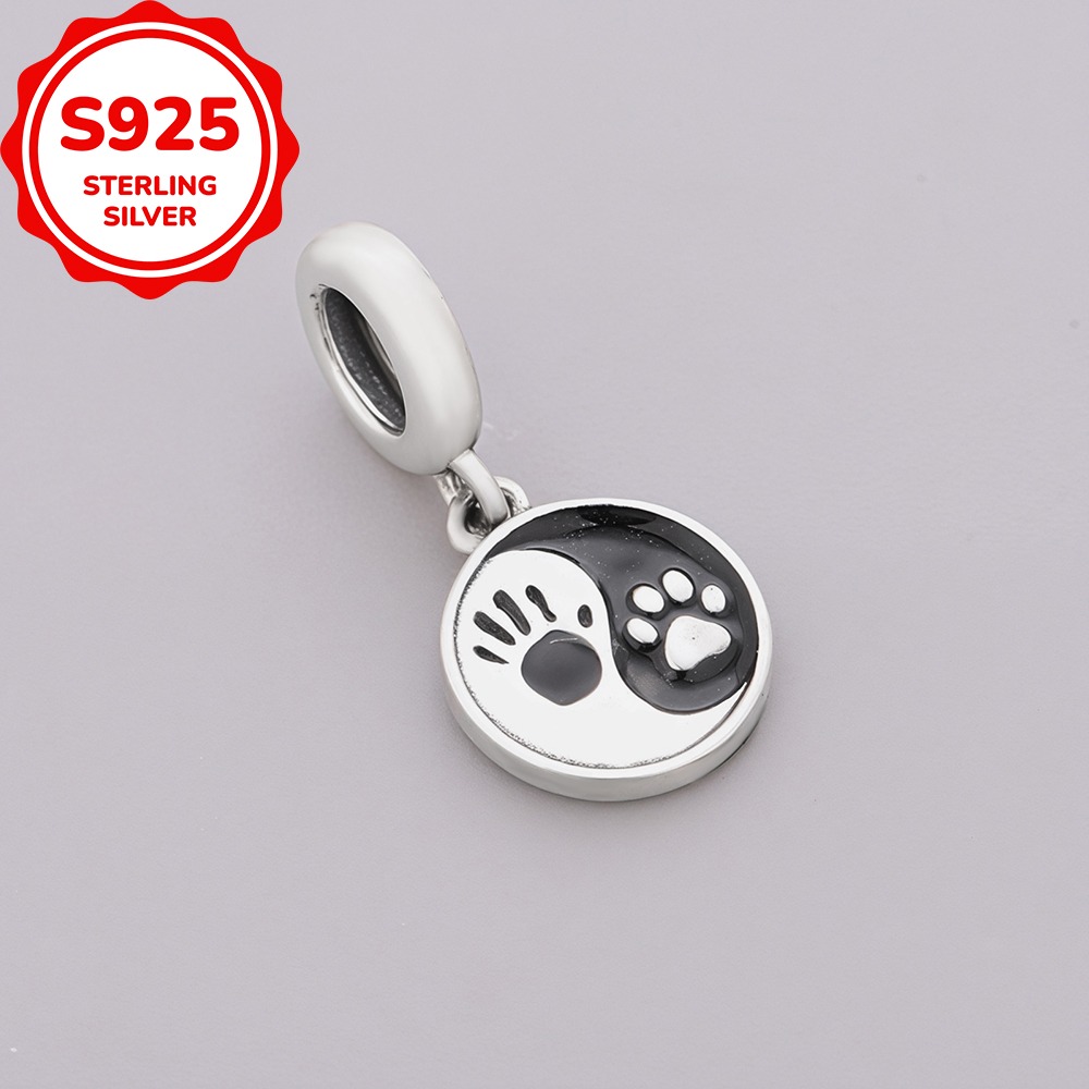 Creative Design Tai Chi Paw Print Pendant, 925 Sterling Silver